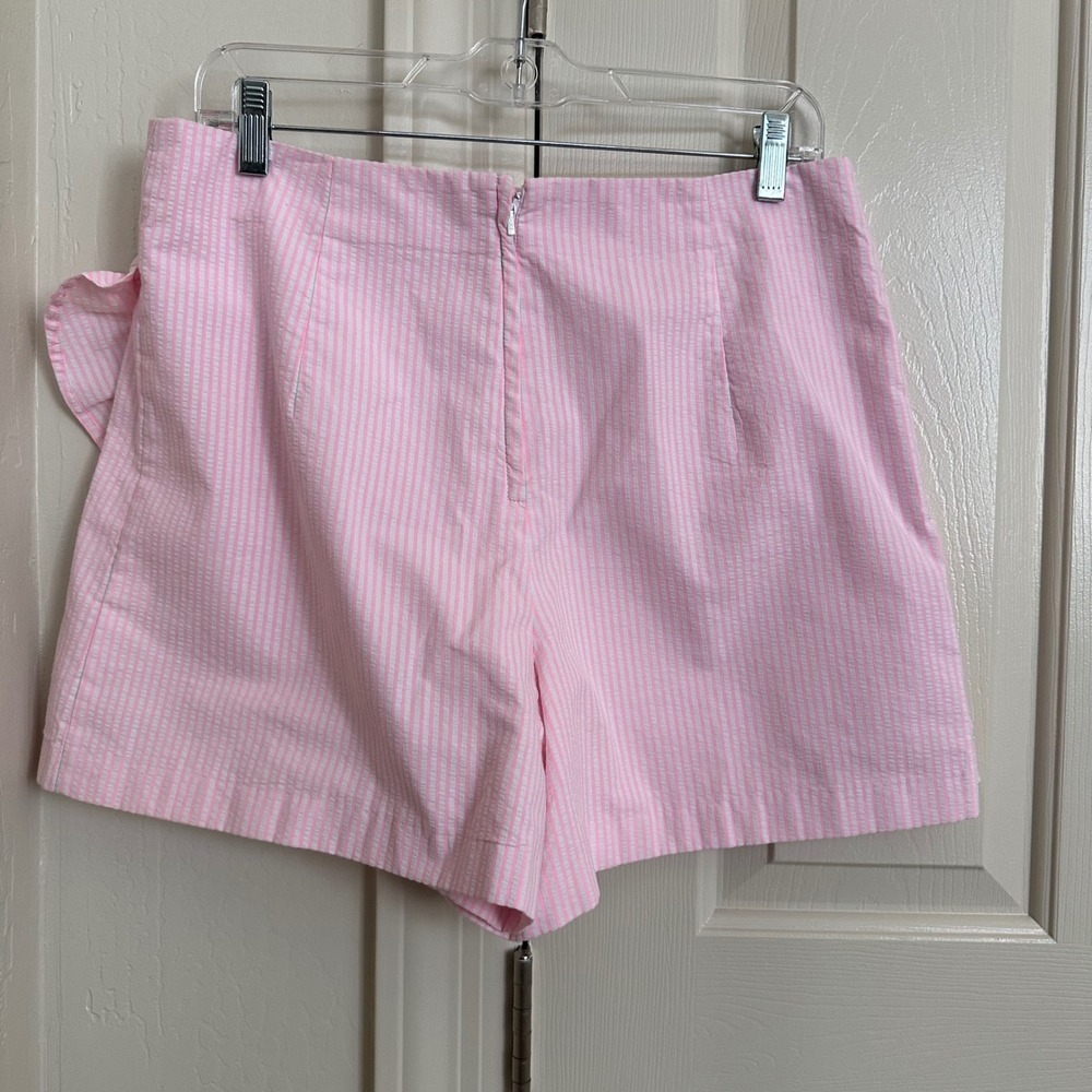 Lilly Pulitzer Faye Pink Seersucker Ruffle Wrap Skort - Cotton Blend‎ Size 10 - Picture 5 of 10
